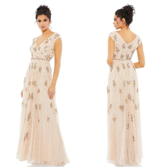 MAC DUGGAL Blush Embellished A-Line Evening Gown-Style 93575