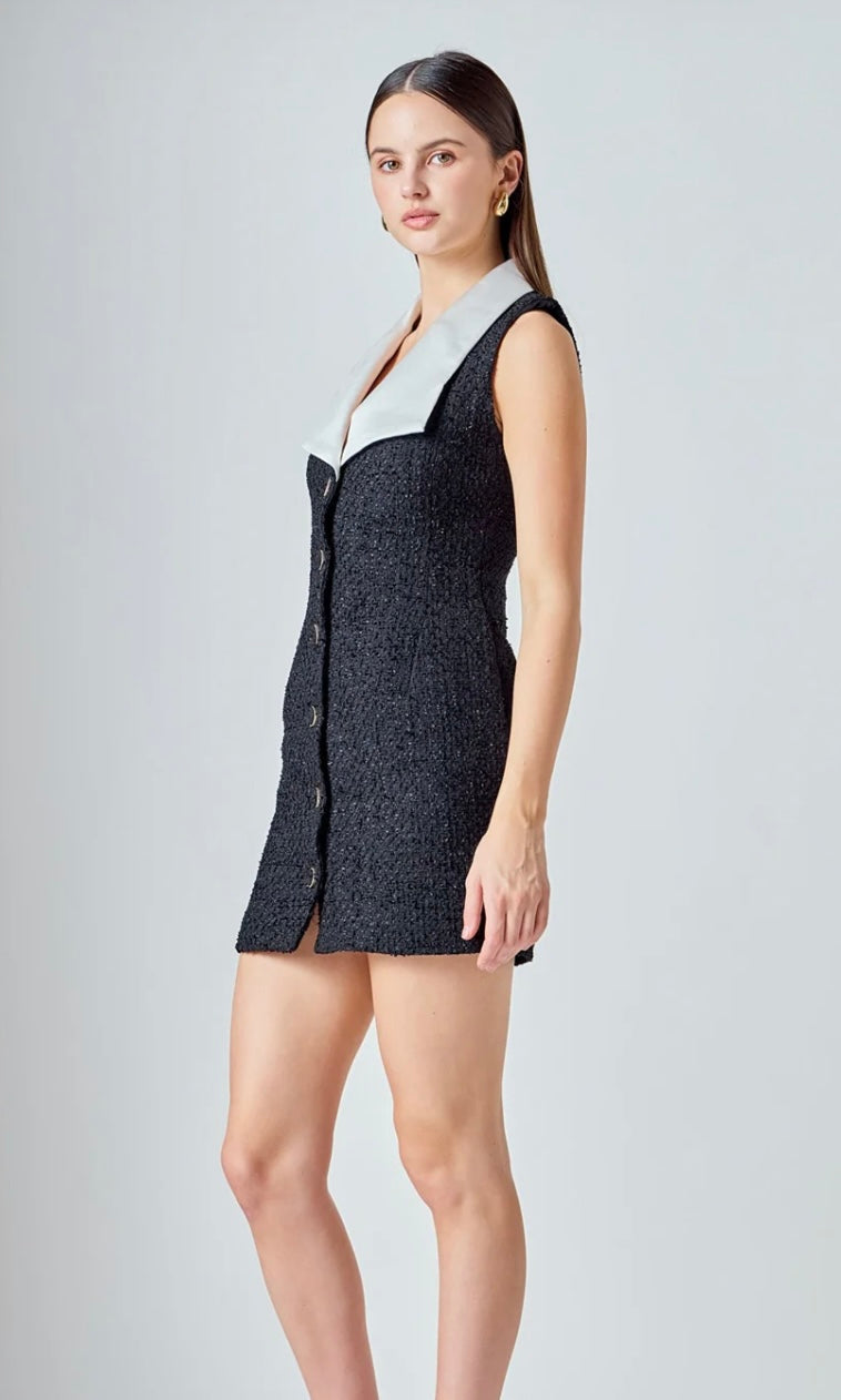 Endless Rose Black Tweed Dress