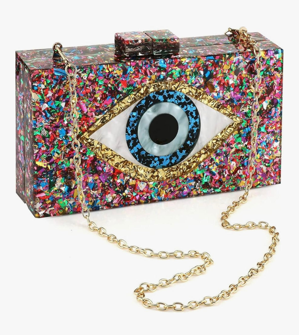 Acrylic “Evil Eye” Glitter Clutch