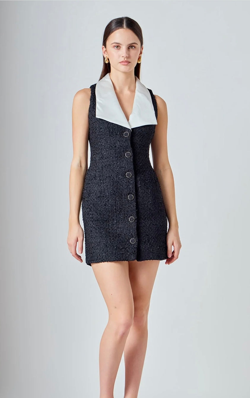 Endless Rose Black Tweed Dress
