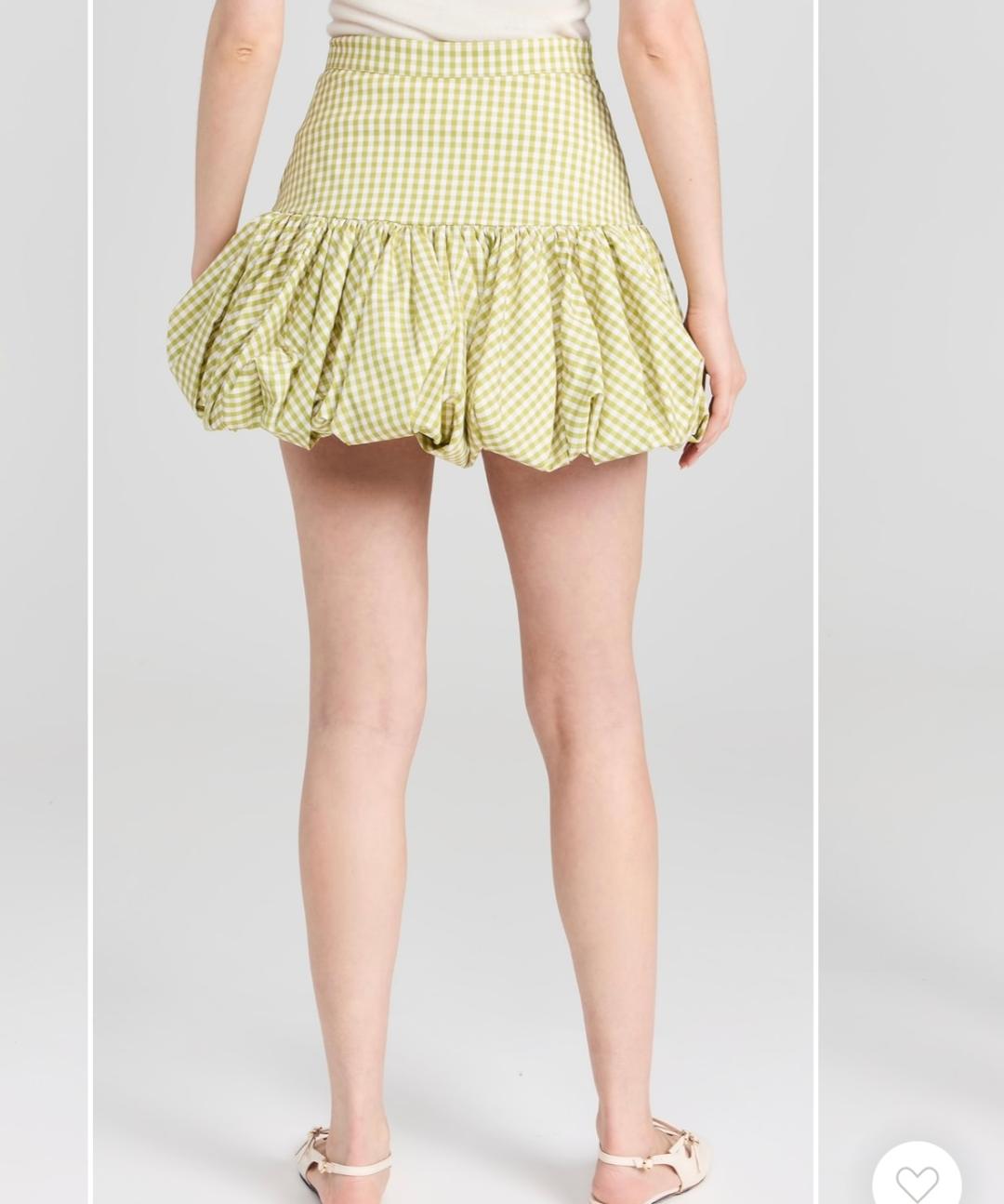 Caroline Constas Pistachio Gingham Mini-Skirt