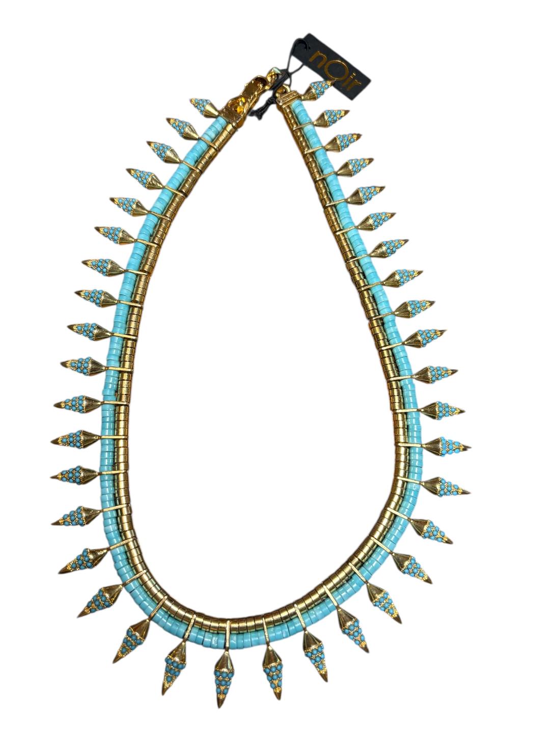 Rippling Water Necklace by nOir Jewelry-Turquoise and Gold Plated
