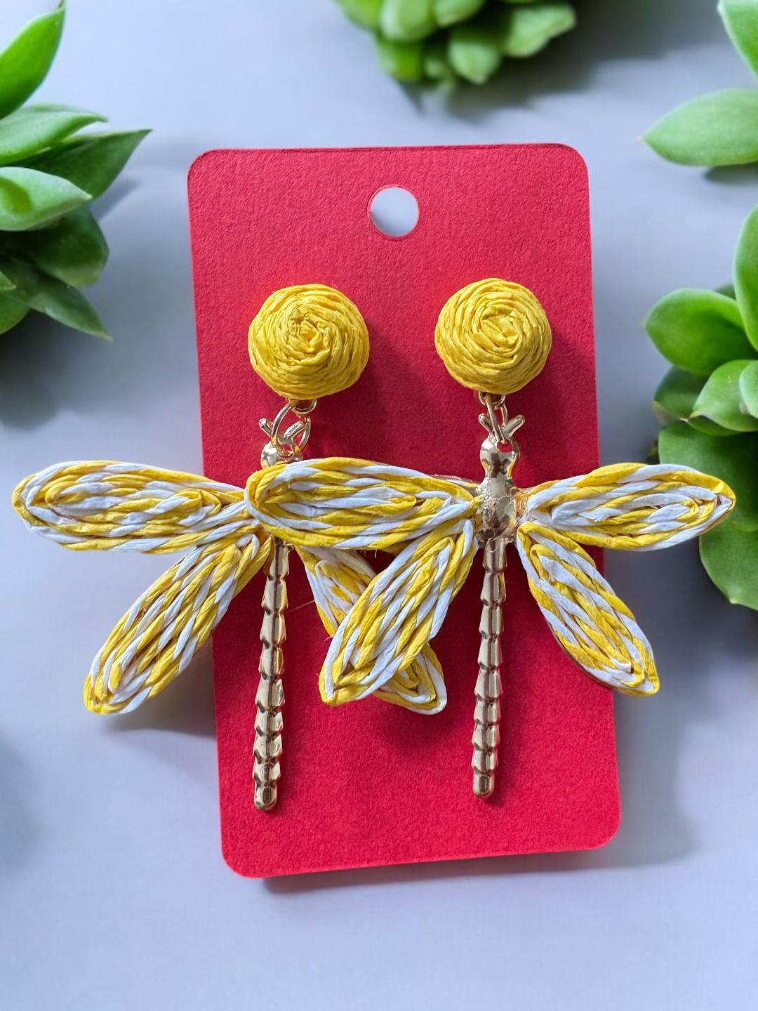 Yellow Dragonfly Earrings