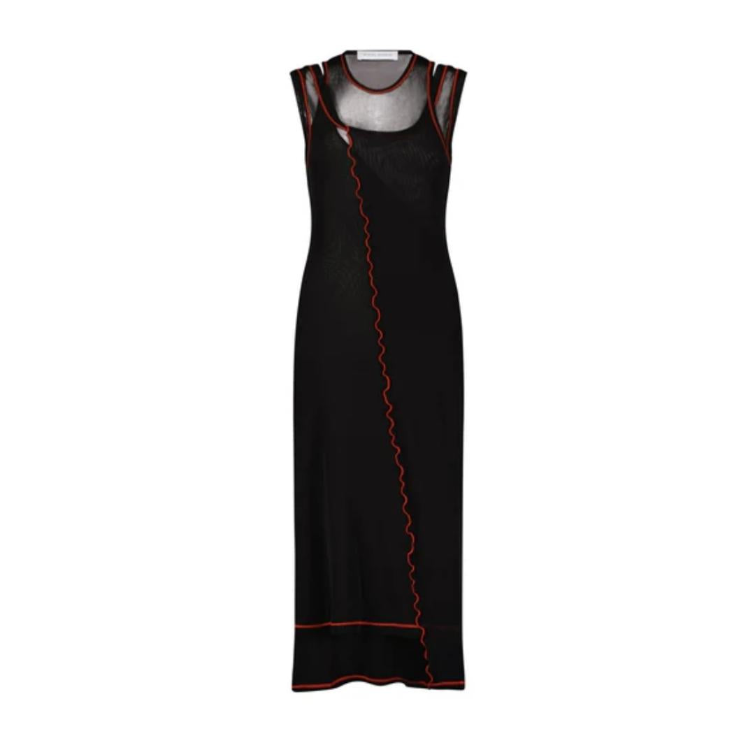 Marina Moscone Layered Mesh Dress