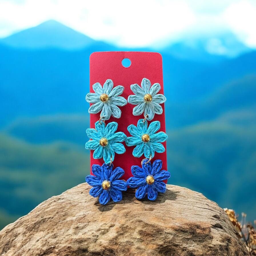 Three Tiered Boho Flower Earrings