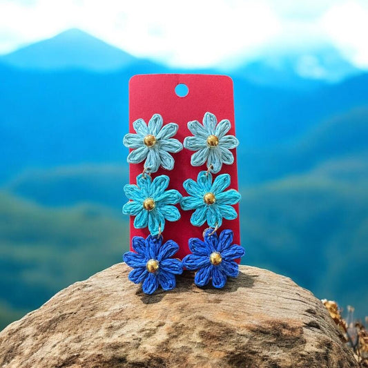 Three Tiered Boho Flower Earrings