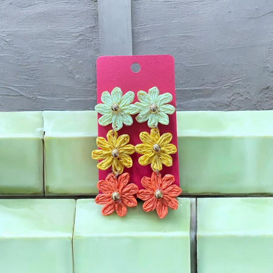 Three Tiered Boho Flower Earrings