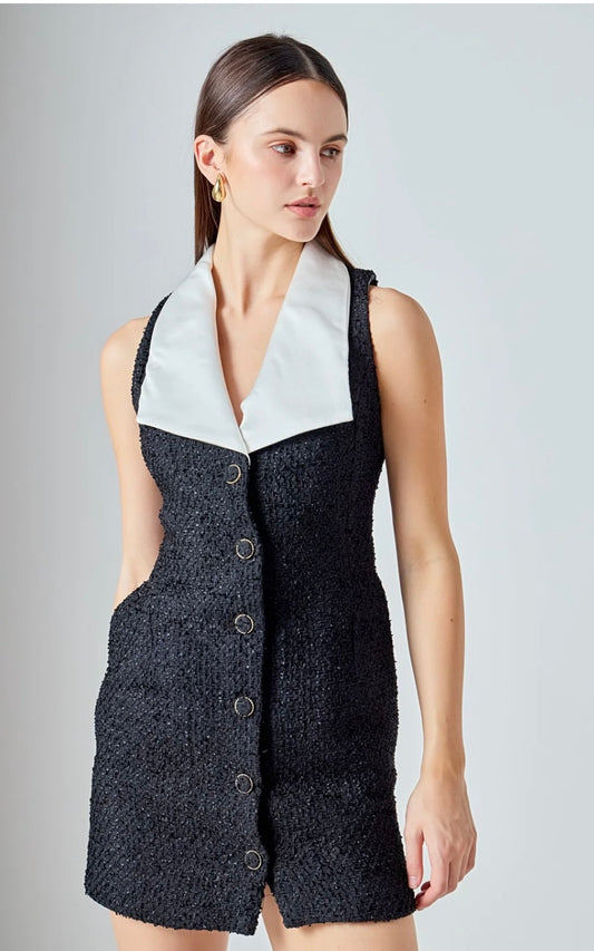 Endless Rose Black Tweed Dress