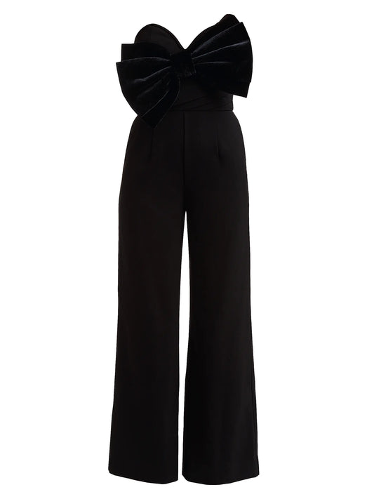 Mestiza Jules Bow Black Strapless Jumpsuit