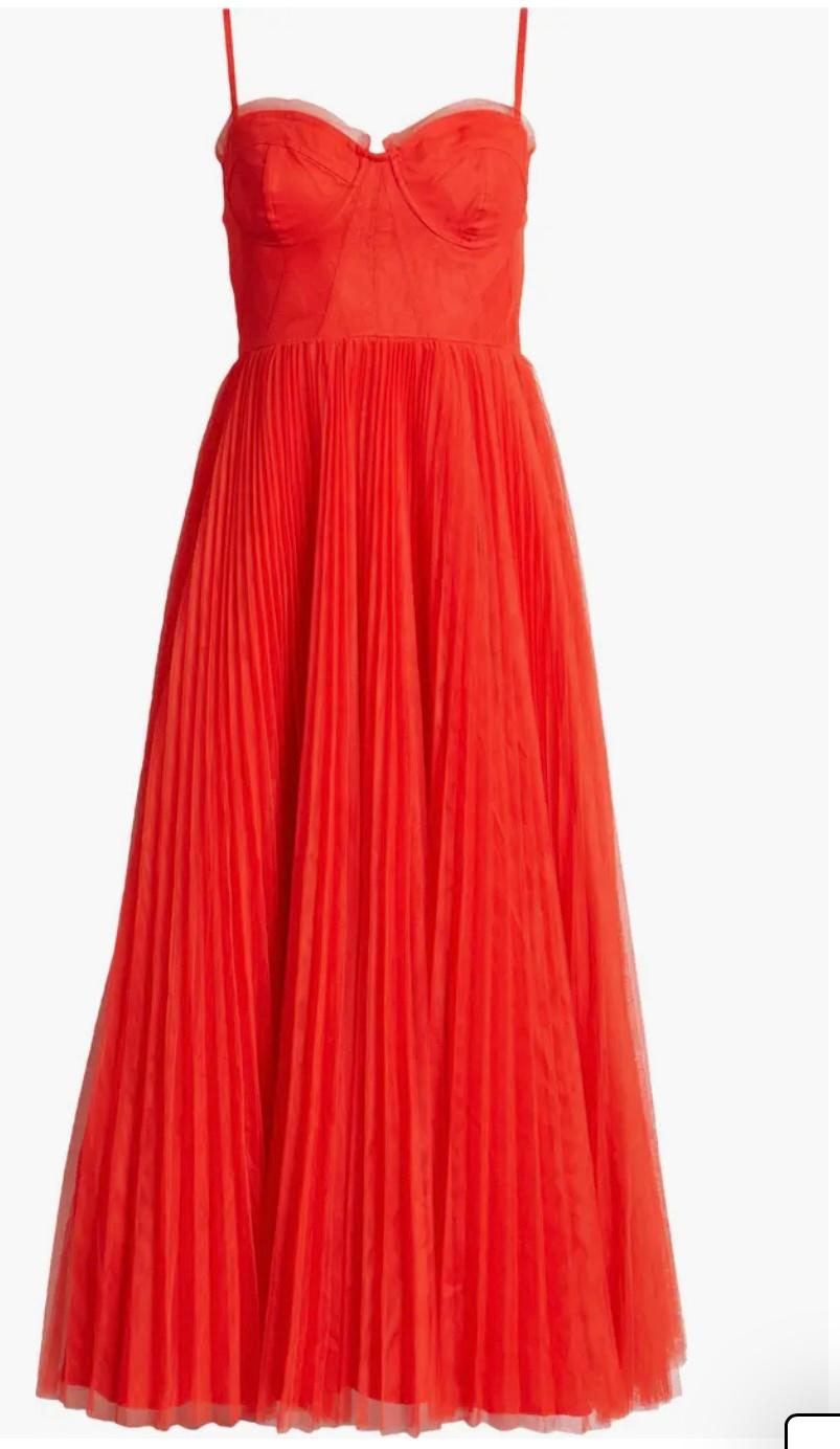 HUTCH-Corset Pleated Maxi Dress