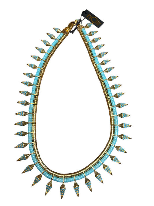 Rippling Water Necklace by nOir Jewelry-Turquoise and Gold Plated
