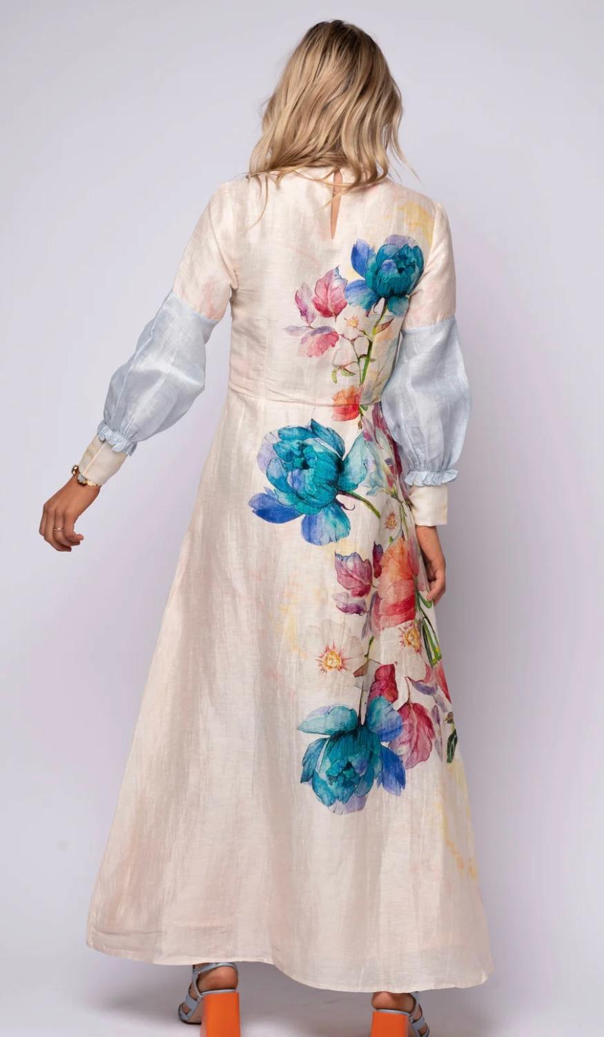 Odette Silk Blend Floral Maxi Dress