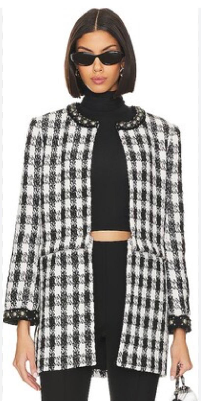 Alice + Olivia Deon Detachable Panel Tweed Jacket