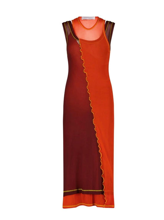 Marina Moscone Layered Mesh Dress