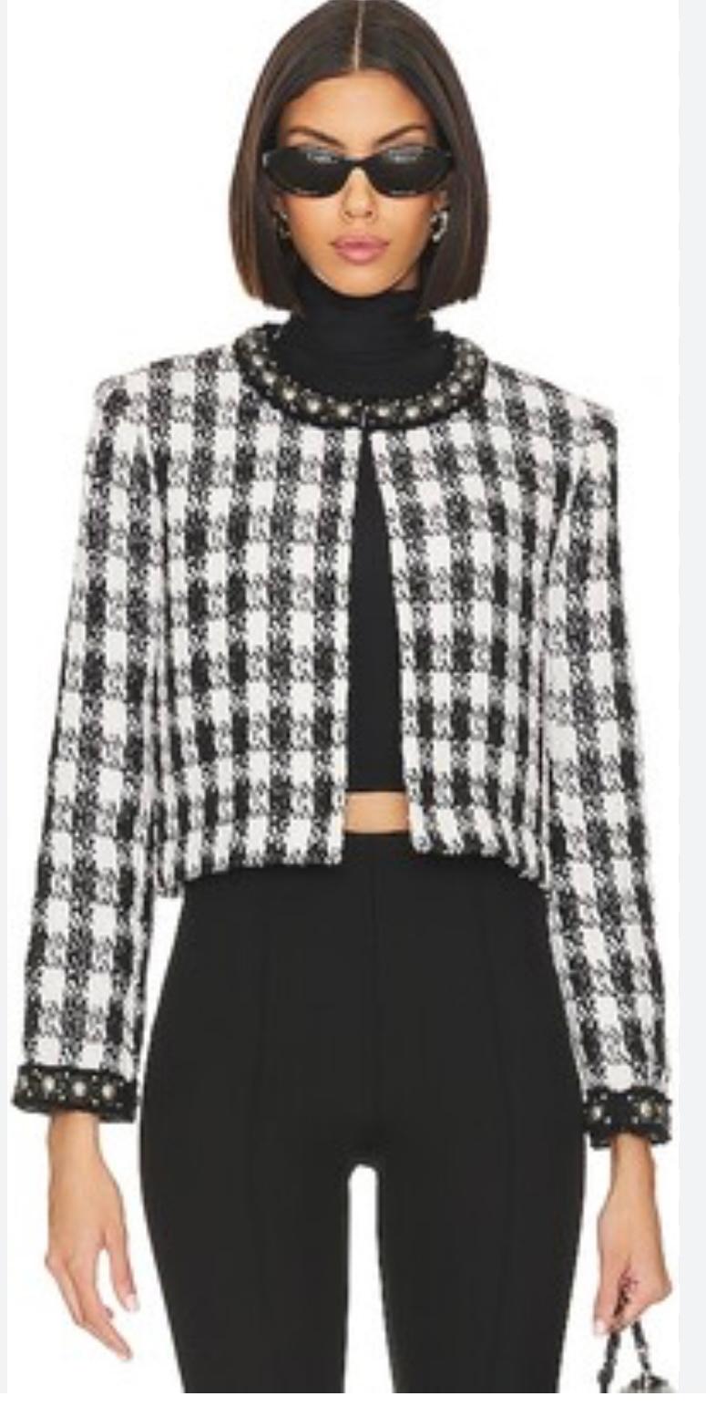 Alice + Olivia Deon Detachable Panel Tweed Jacket