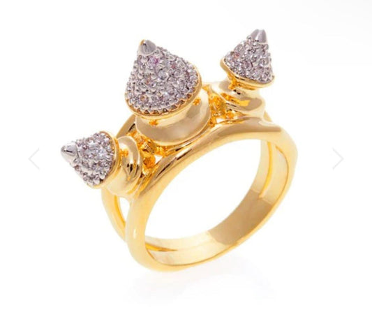 nOir Jewelry-Honey 3 Spike Pave Ring