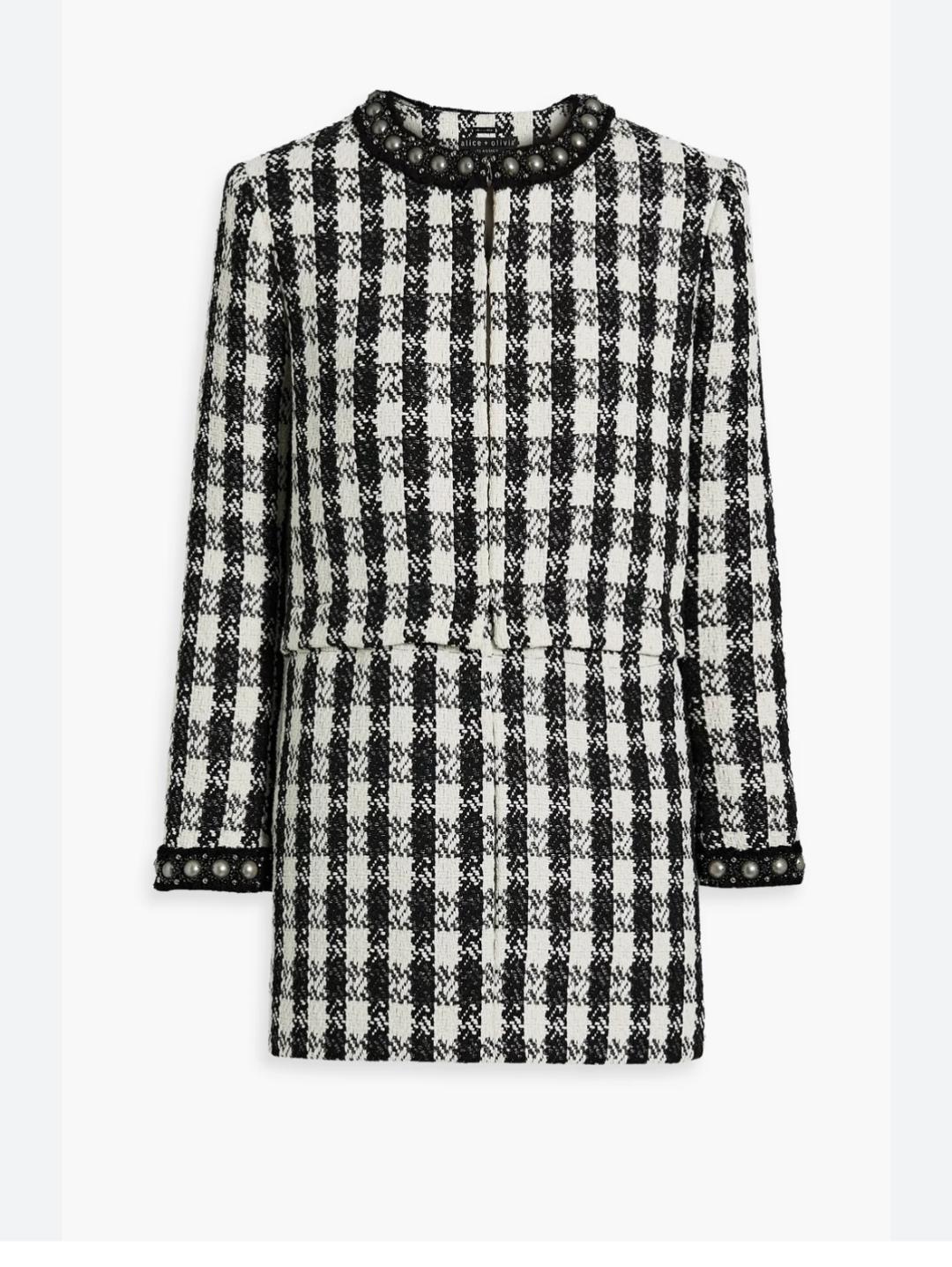 Alice + Olivia Deon Detachable Panel Tweed Jacket