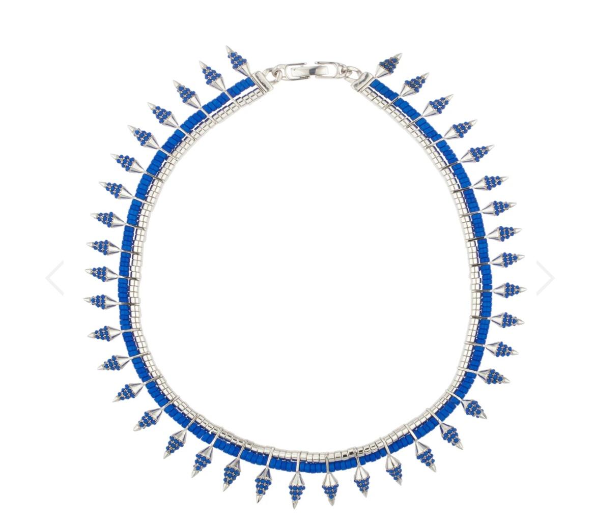 nOir Jewelry-Rippling Water Necklace-Lapis & Rhodium